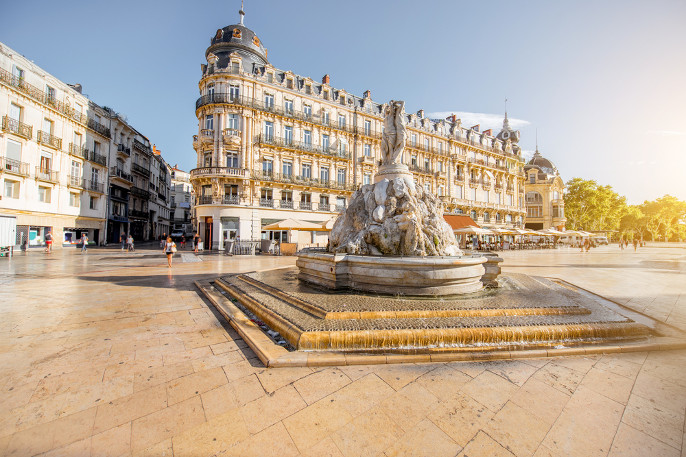 fontein op het plein Place de la Comédie in Montpellier