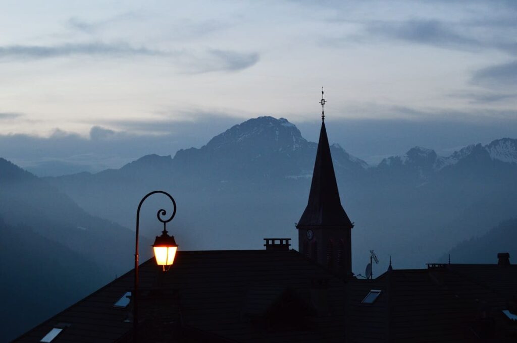 Chatel zonsondergang PVF, Les Portes du Soleil