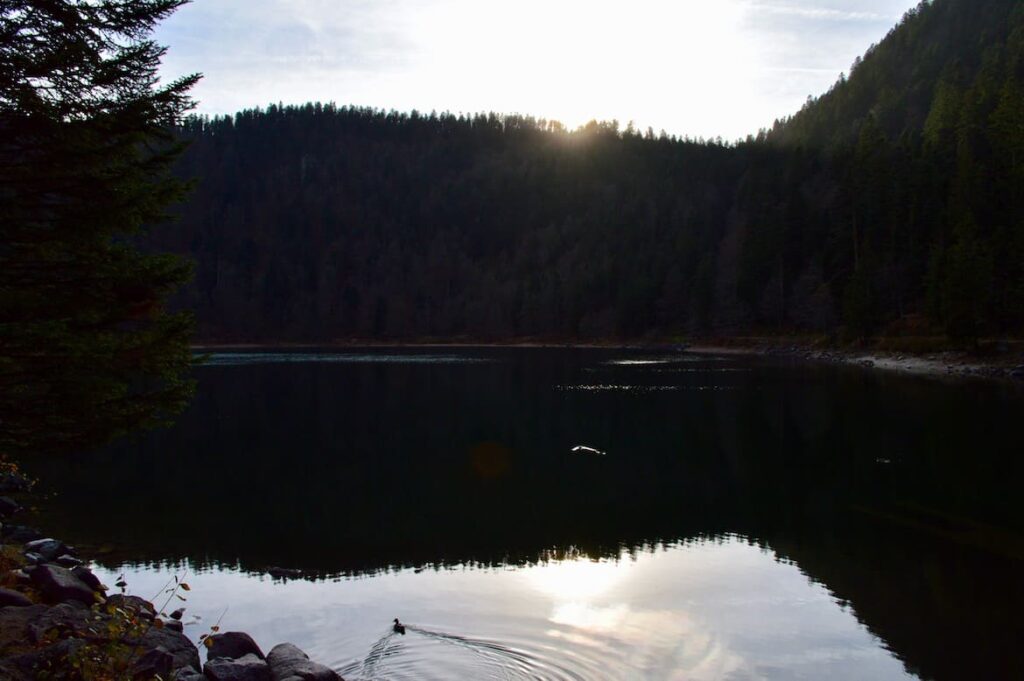 Lac des Corbeaux zonsondergang wandelen vogezen pvf, La Bresse