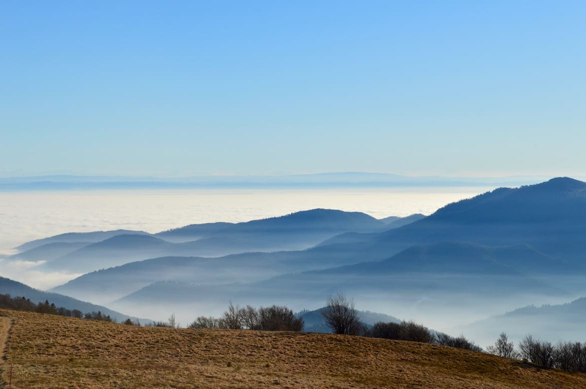 Markstein uitzicht Route des Cretes Vogezen PvF, kastelen in de Dordogne