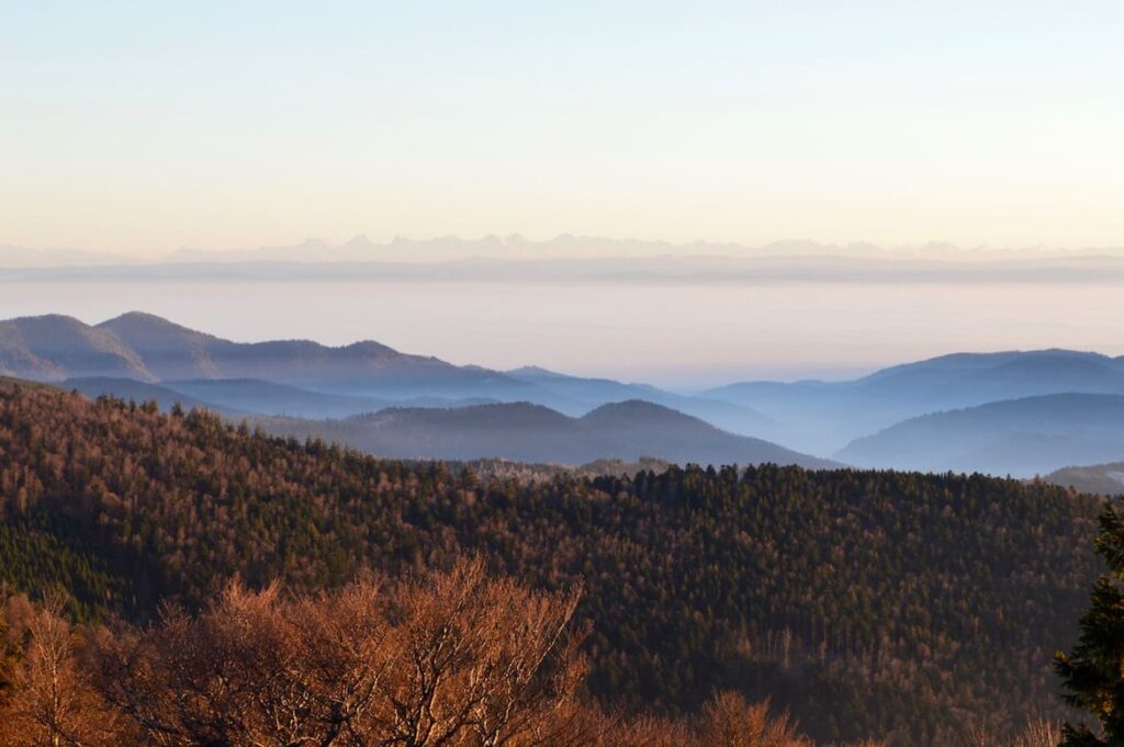 Markstein zonsondergang Route des Cretes Vogezen PvF, route des cretes vogezen