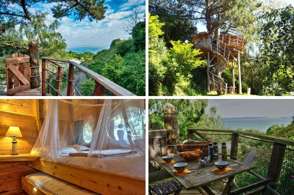 boomhut camping cap de brehat bretagne, bijzonder overnachten in Frankrijk