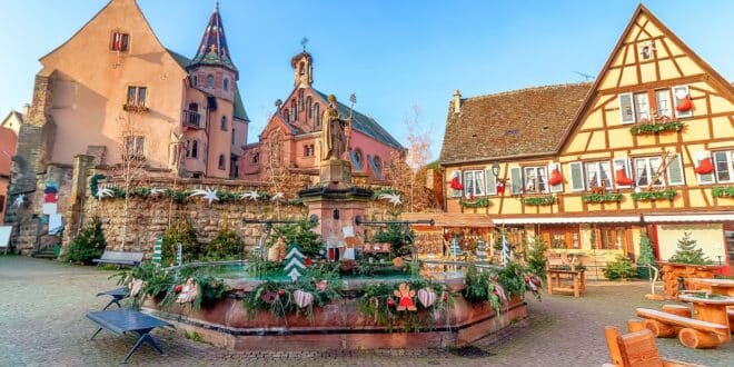 Een bezoek aan schilderachtig en winters Riquewihr, Wandelen Vogezen