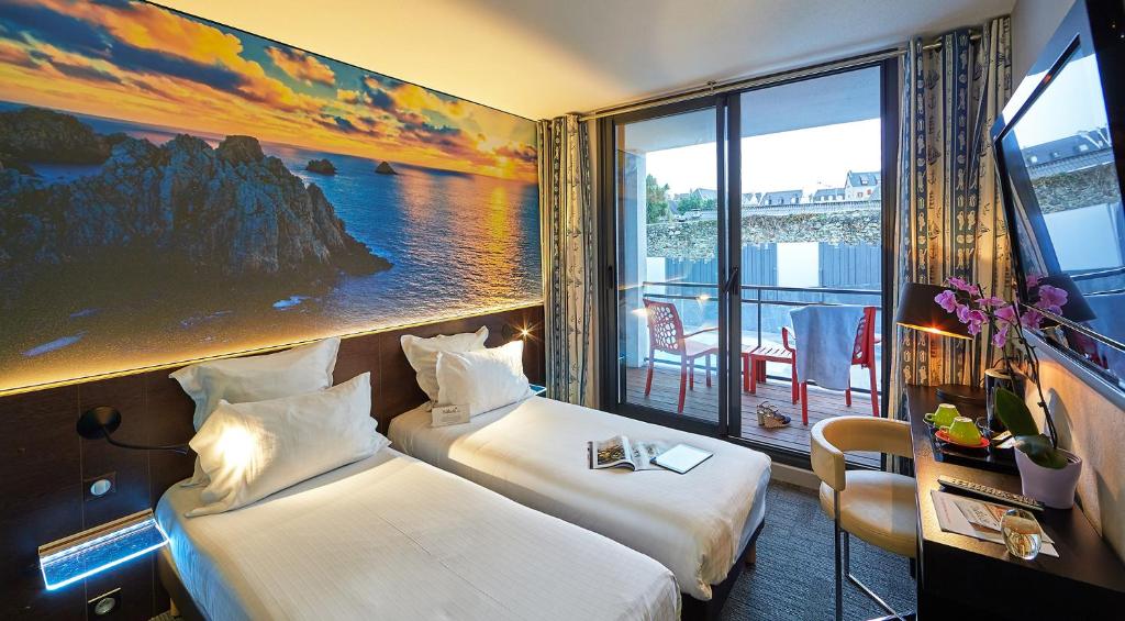 Le Thalassa Hotel Spa Restaurant a Camaret sur Mer, stranden in Bretagne