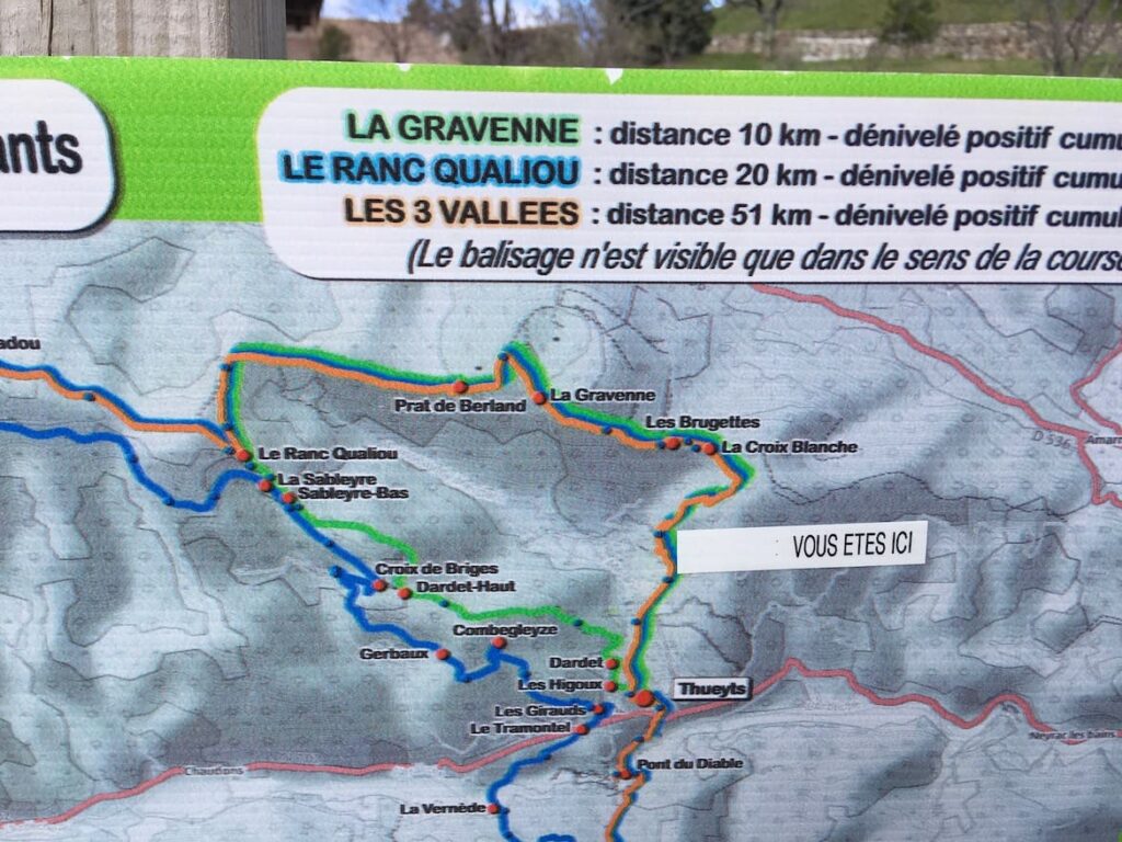Wandelen Thueyts routekaart PVF, Wandelen Thueyts Ardèche