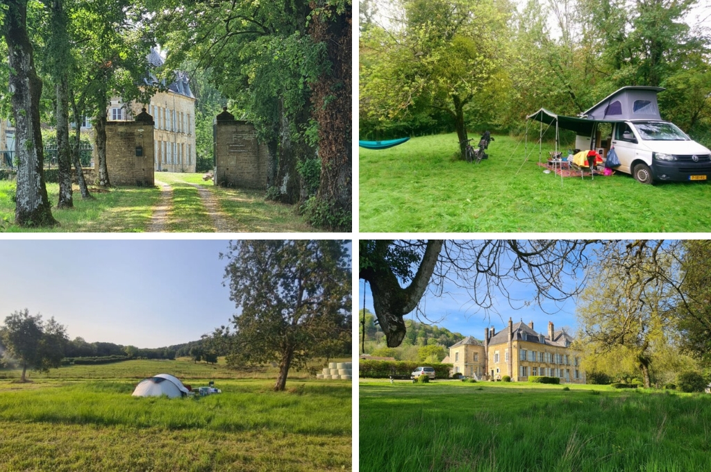 Camping op het terrein van een oud kasteel, Franse Ardennen