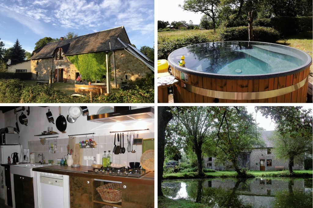 Geschakeld boerderijhuisje in de Auvergne, natuurhuisjes in Frankrijk met jacuzzi