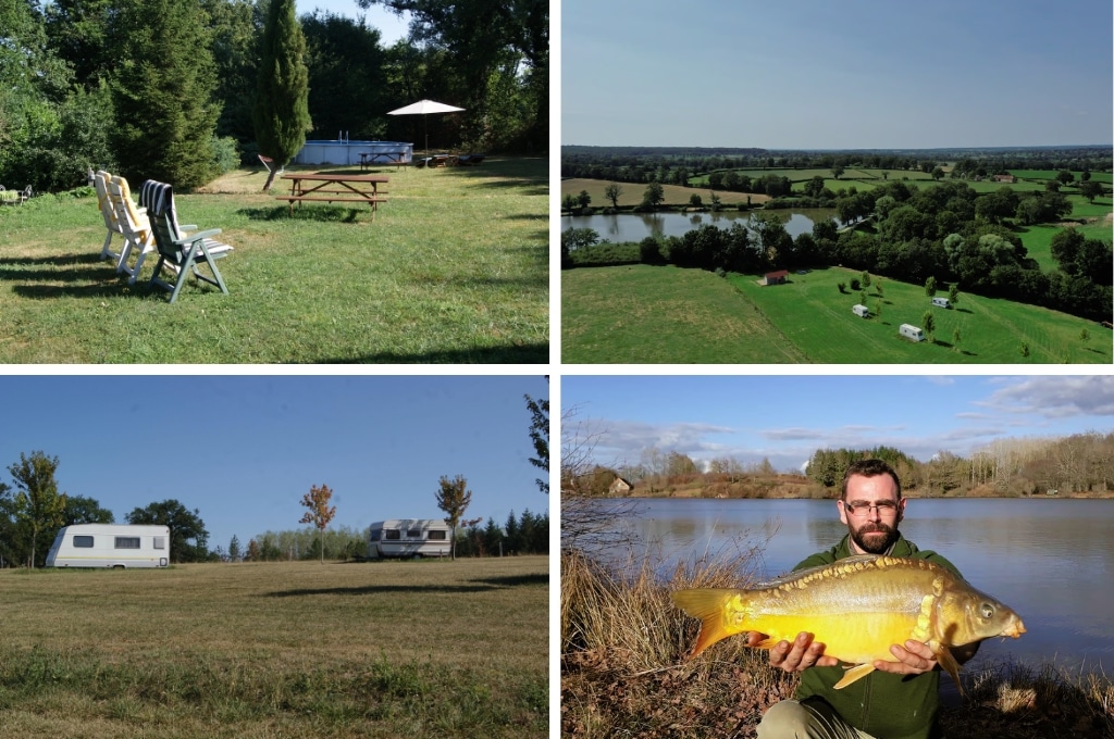 Natuurhuisje in Saint Aubin le Monial kleine camping, kleine campings aan een meer in Frankrijk