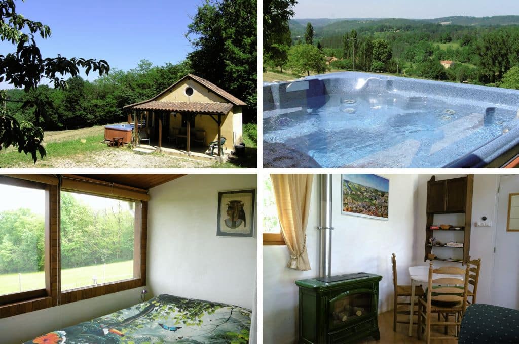 Vrijstaand natuurhuisje in de Aquitaine, natuurhuisjes in Frankrijk met jacuzzi